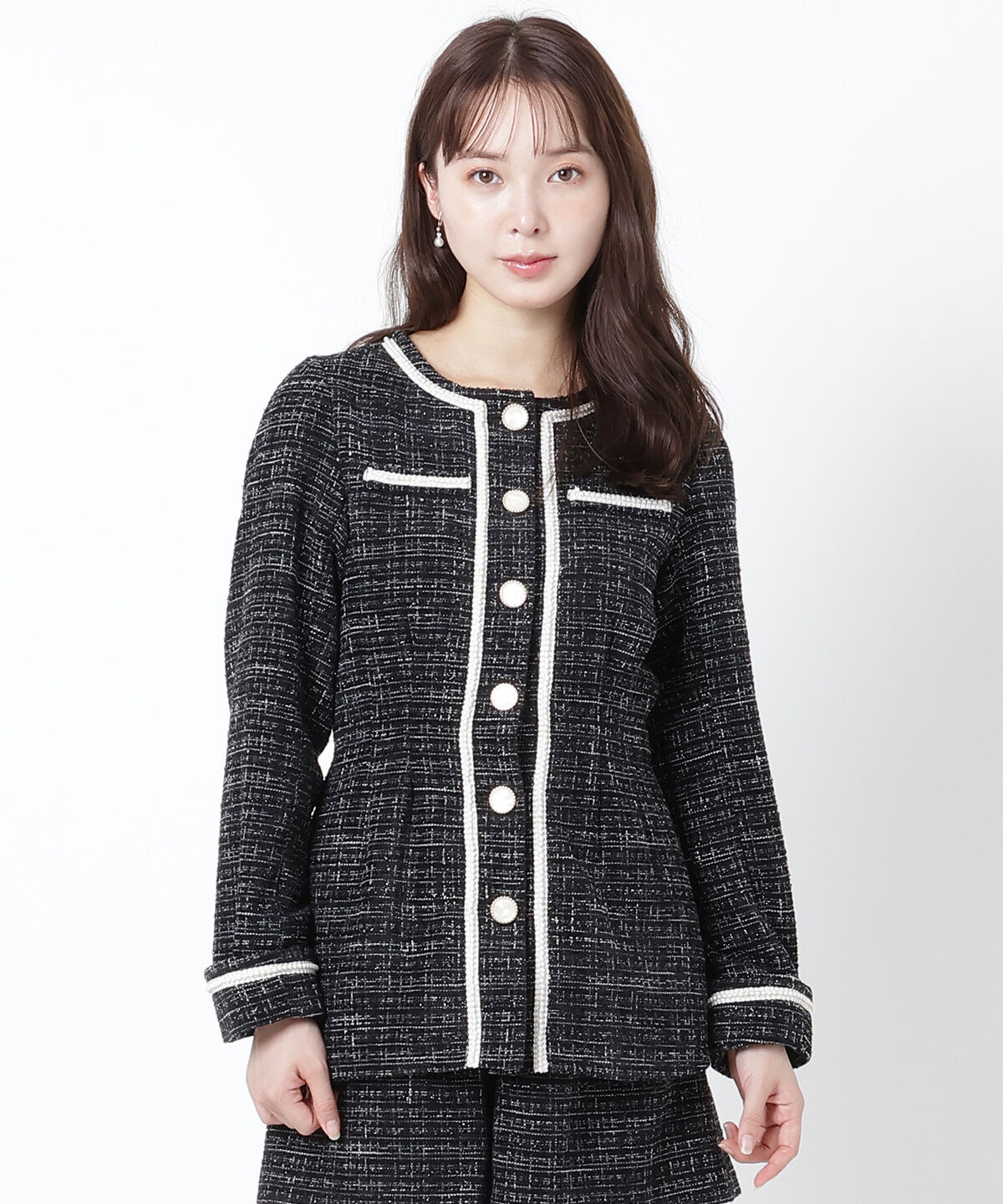 WILLSELECTION「ラメツイードジャケット」|ノーカラージャケット|