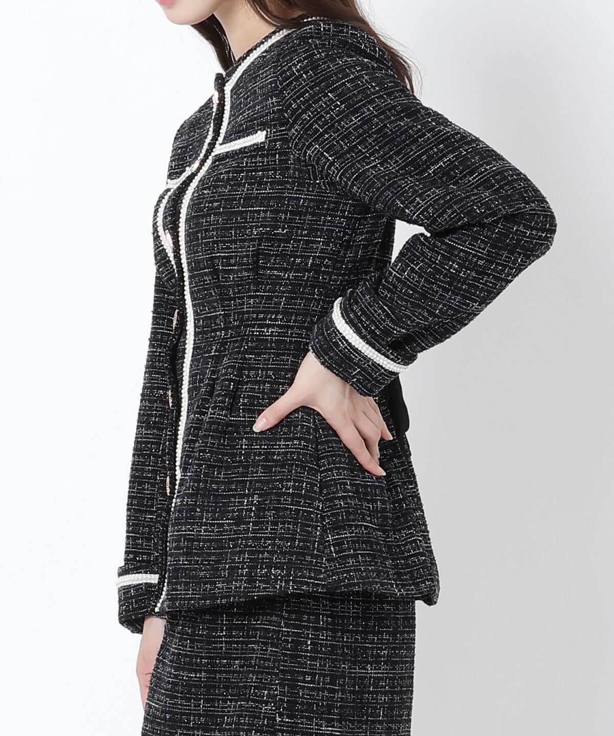 WILLSELECTION「ラメツイードジャケット」|ノーカラージャケット|