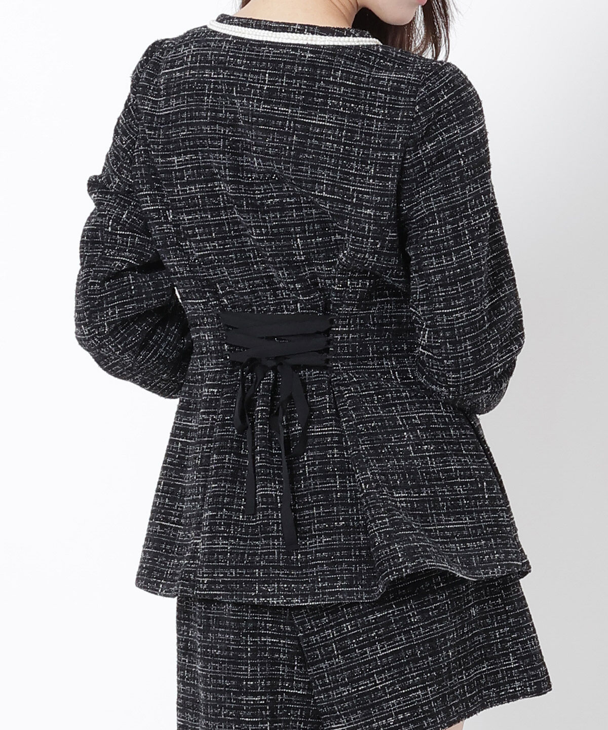 WILLSELECTION「ラメツイードジャケット」|ノーカラージャケット|