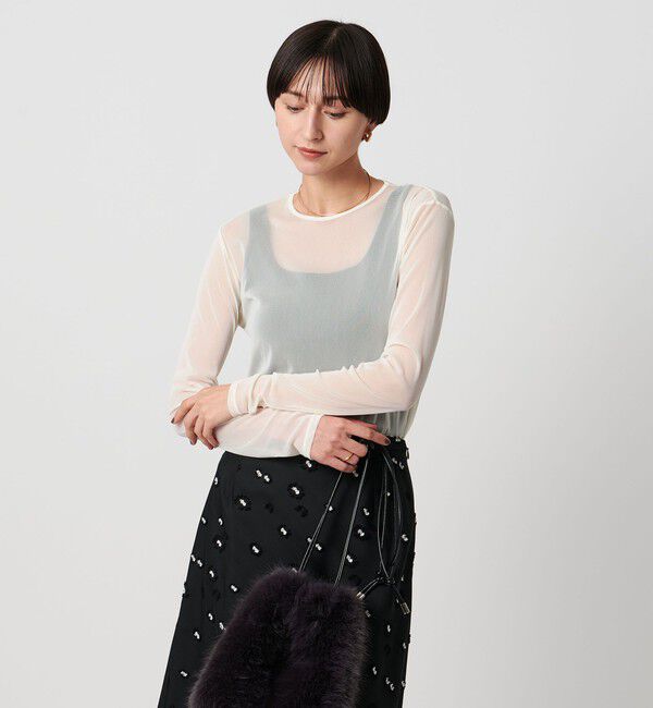 UNITED ARROWS「チュール ジャージー カットソー」|Tシャツ・カットソー|OFF WHITE