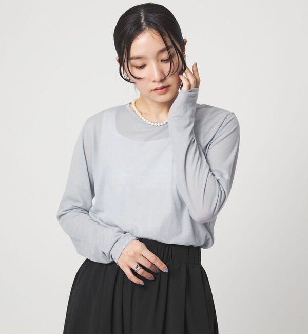 UNITED ARROWS green label relaxing「【WEB限定】＜at ease＞シアー テンジク ロングスリーブ カットソー」|Tシャツ・カットソー|LT.GRAY