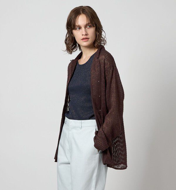 STEVEN ALAN「＜Steven Alan＞シフォン ジャガード シャツ」|シャツ・ブラウス|DK.BROWN