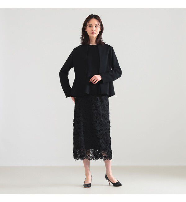 Demi-Luxe BEAMS 「トリアセ ペプラムジャケット＊」|ノーカラージャケット|