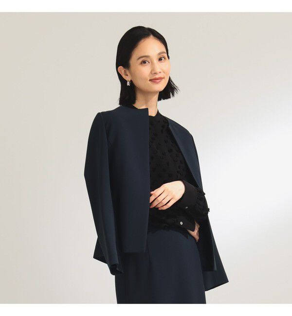 Demi-Luxe BEAMS 「トリアセ ペプラムジャケット＊」|ノーカラージャケット|
