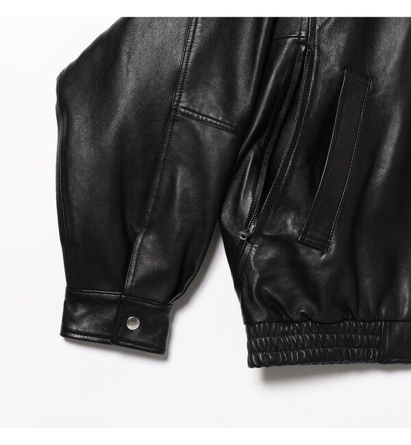 BEAMS「ワイドフィット 4ポケット レザー ブルゾン」|ブルゾン・スタジャン|