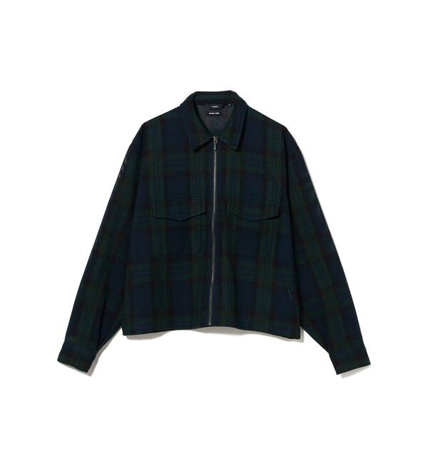 BEAMS「ワイドショートフィット メッシュ ジップアップ シャツ」|シャツ・ブラウス|
