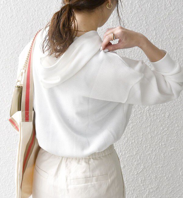 SHIPS any「SHIPS any:〈洗濯機可能〉ワッフル フーディ プルオーバー」|Tシャツ・カットソー|ホワイト