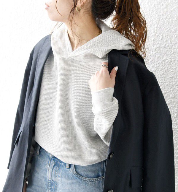 SHIPS any「SHIPS any:〈洗濯機可能〉ワッフル フーディ プルオーバー」|Tシャツ・カットソー|