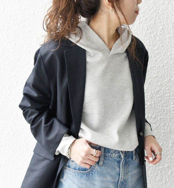 SHIPS any「SHIPS any:〈洗濯機可能〉ワッフル フーディ プルオーバー」|Tシャツ・カットソー|