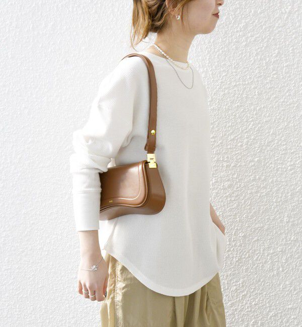 SHIPS any「SHIPS any:〈洗濯機可能〉ワッフル  レースアップ ラウンドヘム プルオーバー」|Tシャツ・カットソー|