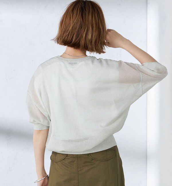 SHIPS for women「〈手洗い可能〉シアー ラメ 半袖 サマー ニット」|ニット・セーター|