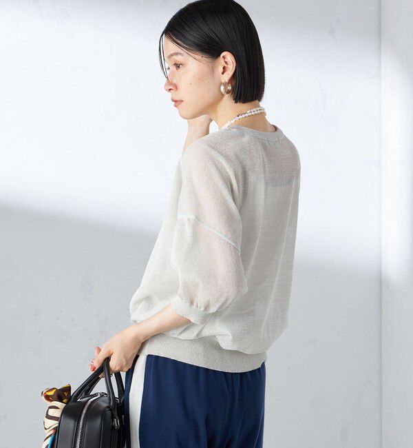 SHIPS for women「〈手洗い可能〉シアー ラメ 半袖 サマー ニット」|ニット・セーター|