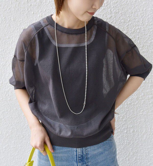 SHIPS for women「〈手洗い可能〉シアー ラメ 半袖 サマー ニット」|ニット・セーター|