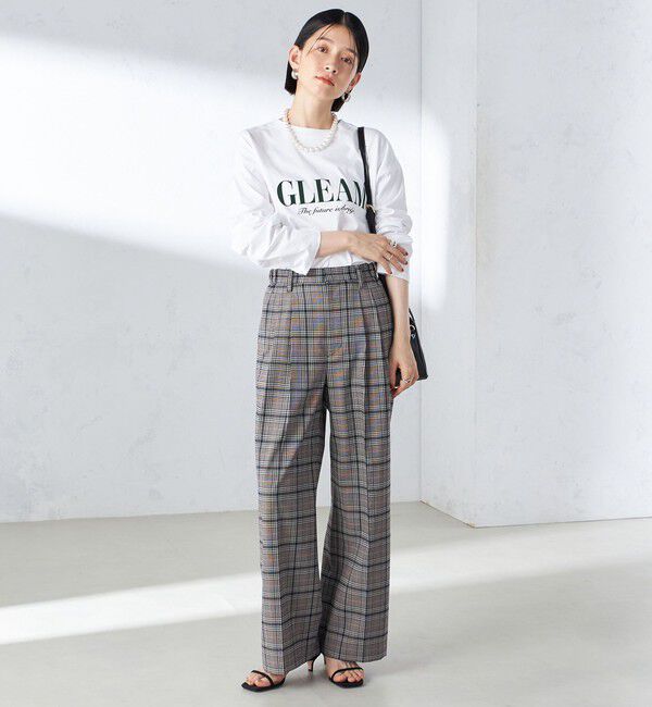 SHIPS for women「〈手洗い可能〉ウール混 チェック タック ワイド パンツ」|その他|