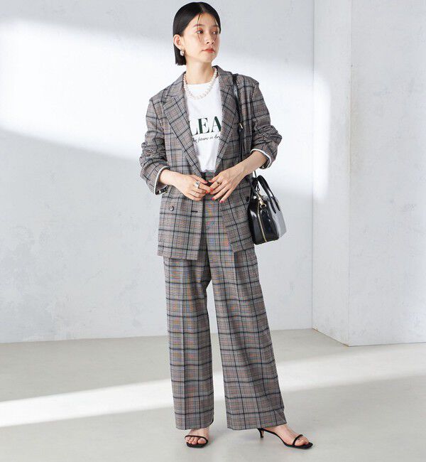SHIPS for women「〈手洗い可能〉ウール混 チェック タック ワイド パンツ」|その他|