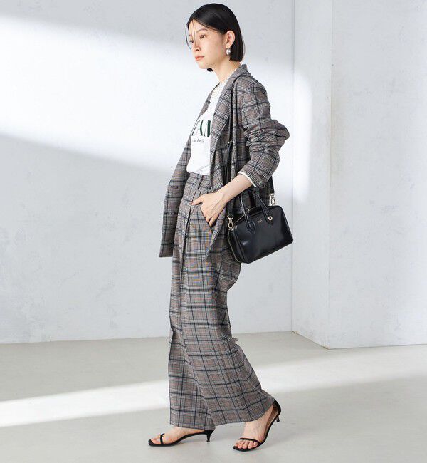 SHIPS for women「〈手洗い可能〉ウール混 チェック タック ワイド パンツ」|その他|