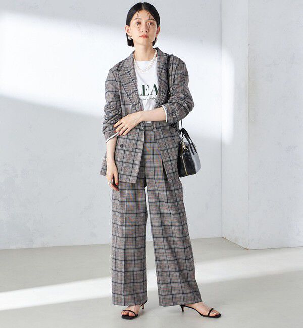 SHIPS for women「〈手洗い可能〉ウール混 チェック タック ワイド パンツ」|その他|