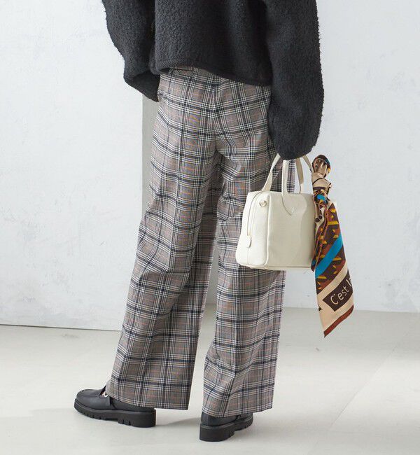 SHIPS for women「〈手洗い可能〉ウール混 チェック タック ワイド パンツ」|その他|