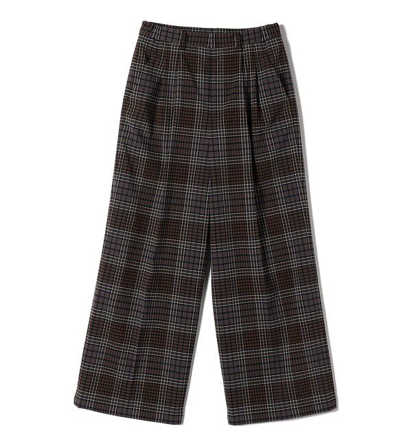 SHIPS for women「〈手洗い可能〉ウール混 チェック タック ワイド パンツ」|その他|