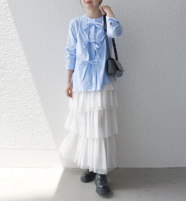 SHIPS any「SHIPS any:〈手洗い可能〉チュール  ティアード ロング スカート」|スカート|