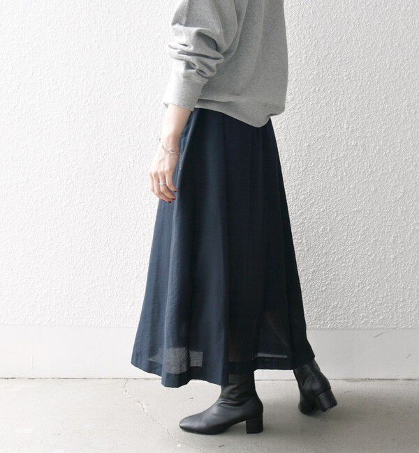 SHIPS any「SHIPS any:〈手洗い可能〉ヴィンテージサテン ランダムタック フレア スカート」|スカート|