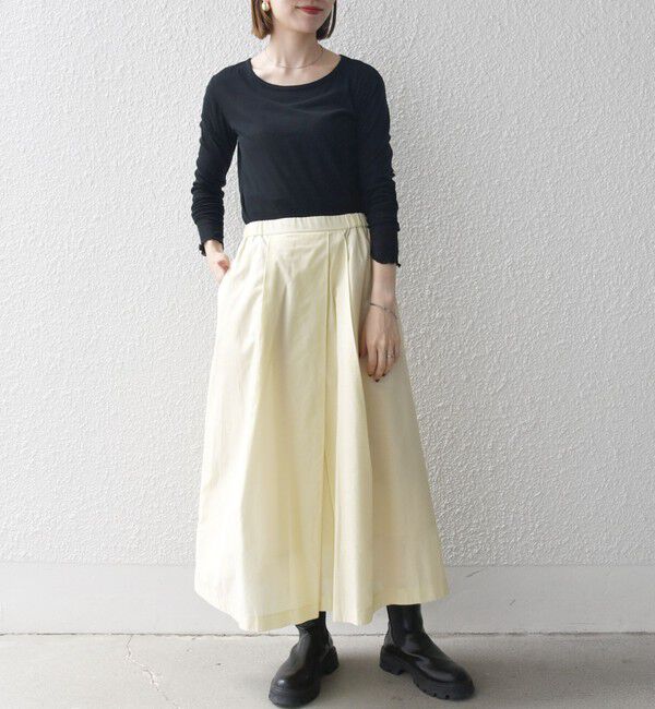 SHIPS any「SHIPS any:〈手洗い可能〉ヴィンテージサテン ランダムタック フレア スカート」|スカート|