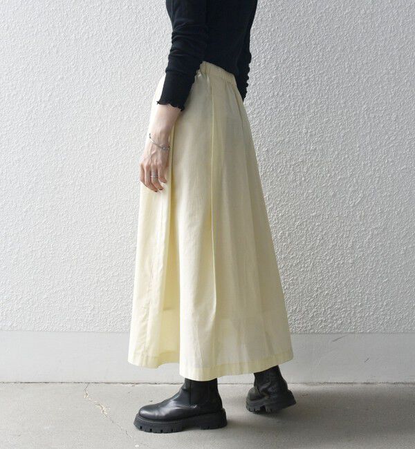 SHIPS any「SHIPS any:〈手洗い可能〉ヴィンテージサテン ランダムタック フレア スカート」|スカート|