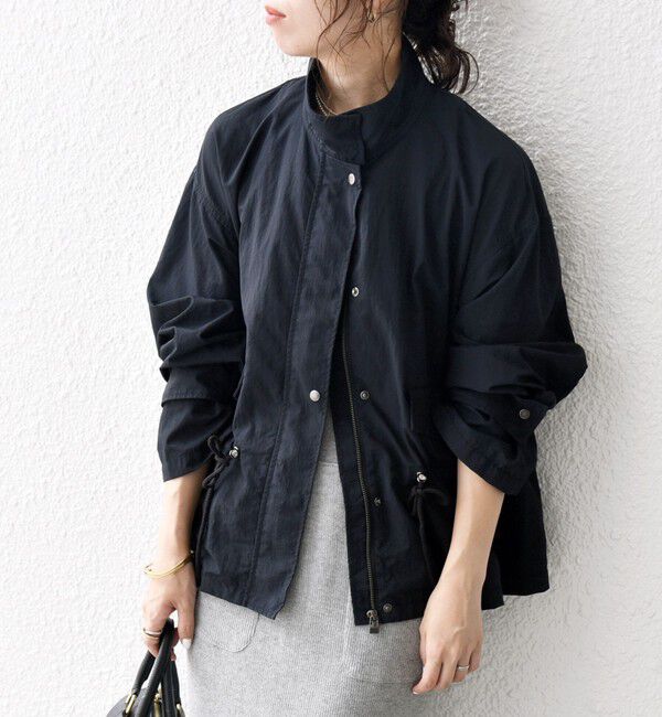 SHIPS any「SHIPS any:〈撥水・洗濯機可能〉スタンドカラー ドロスト ショート ブルゾン」|ブルゾン・スタジャン|