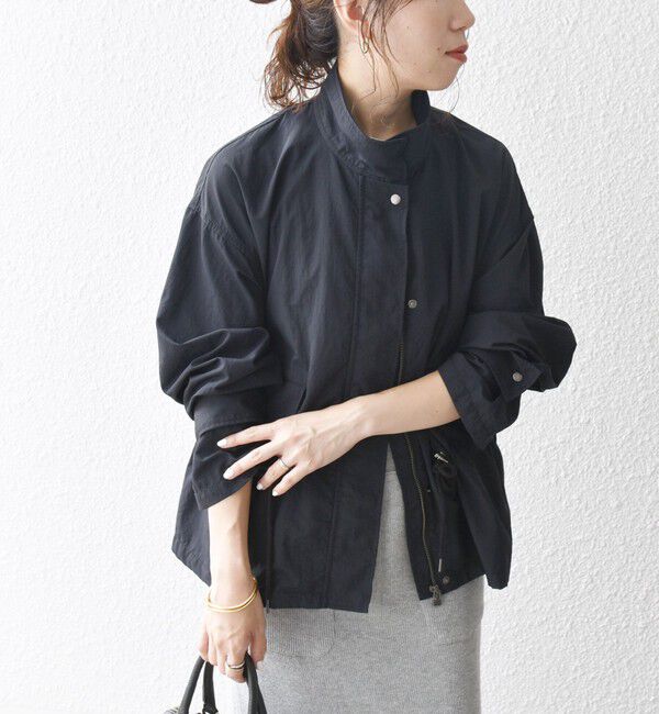 SHIPS any「SHIPS any:〈撥水・洗濯機可能〉スタンドカラー ドロスト ショート ブルゾン」|ブルゾン・スタジャン|