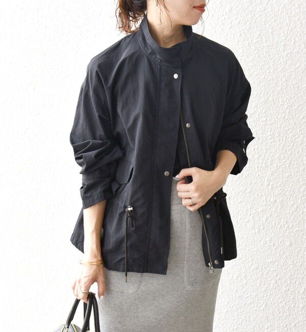 SHIPS any「SHIPS any:〈撥水・洗濯機可能〉スタンドカラー ドロスト ショート ブルゾン」|ブルゾン・スタジャン|