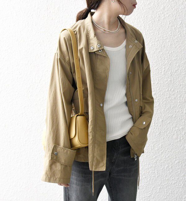 SHIPS any「SHIPS any:〈撥水・洗濯機可能〉スタンドカラー ドロスト ショート ブルゾン」|ブルゾン・スタジャン|