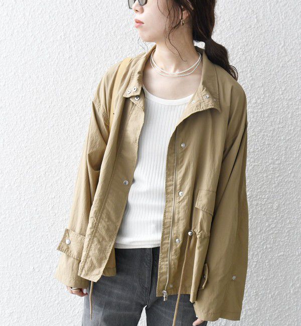 SHIPS any「SHIPS any:〈撥水・洗濯機可能〉スタンドカラー ドロスト ショート ブルゾン」|ブルゾン・スタジャン|