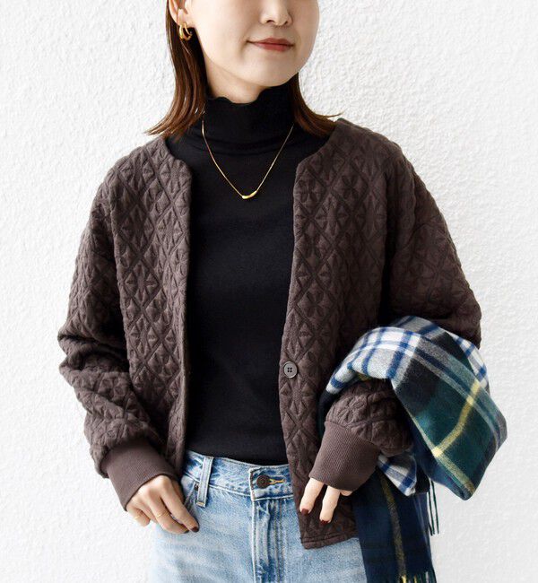 SHIPS for women「【WEB限定】〈手洗い可能〉キルティング ジャカード カーディガン」|カーディガン|