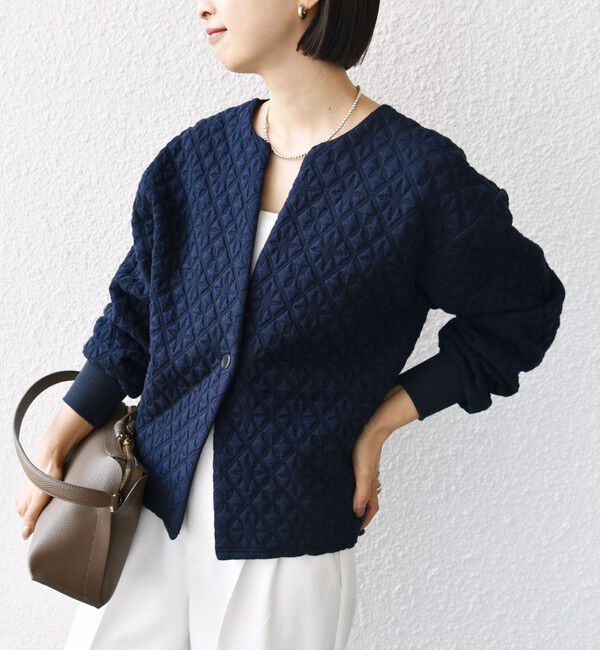 SHIPS for women「【WEB限定】〈手洗い可能〉キルティング ジャカード カーディガン」|カーディガン|