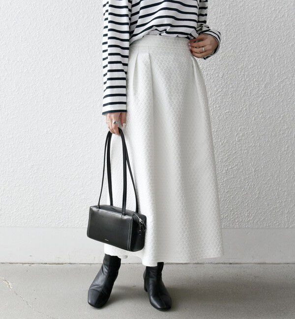 SHIPS any「SHIPS any:〈手洗い可能〉フラワー ジャカード タック スカート」|スカート|ホワイト