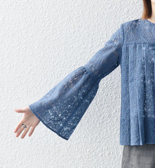 SHIPS any「SHIPS any:〈手洗い可能〉フラワーレース エンブロイダリー フレア シアー ブラウス」|シャツ・ブラウス|