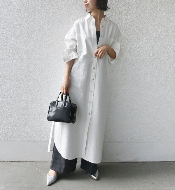 SHIPS for women「〈洗濯機可能〉ワンポイント 刺繍 シャツ ワンピース」|ワンピース|