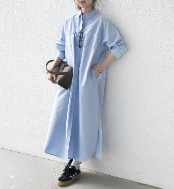 SHIPS for women「〈洗濯機可能〉ワンポイント 刺繍 シャツ ワンピース」|ワンピース|