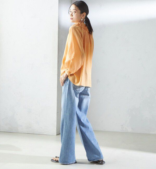 SHIPS for women「〈手洗い可能〉シルク混 シアー フリル ネック ギャザー ブラウス」|シャツ・ブラウス|