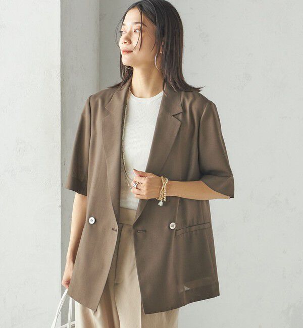 SHIPS for women「〈手洗い可能〉ダブル 半袖 ジャケット」|テーラードジャケット|