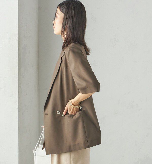 SHIPS for women「〈手洗い可能〉ダブル 半袖 ジャケット」|テーラードジャケット|