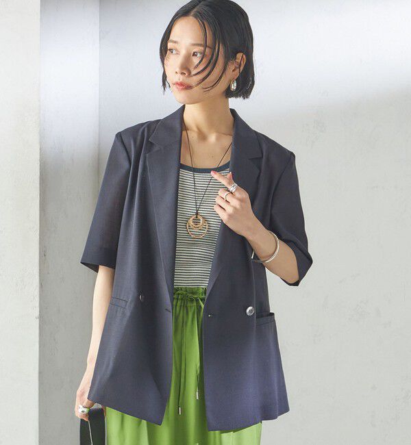 SHIPS for women「〈手洗い可能〉ダブル 半袖 ジャケット」|テーラードジャケット|