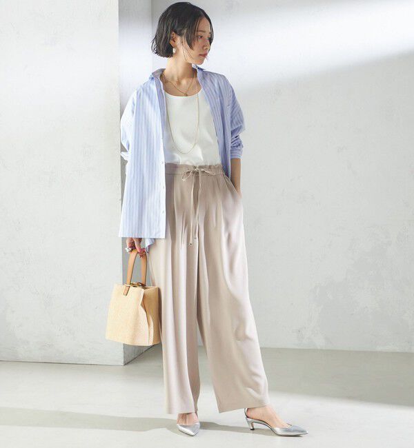 SHIPS for women「〈接触冷感 / 手洗い可能〉アセテート混 バック サテン ワイド パンツ」|その他|