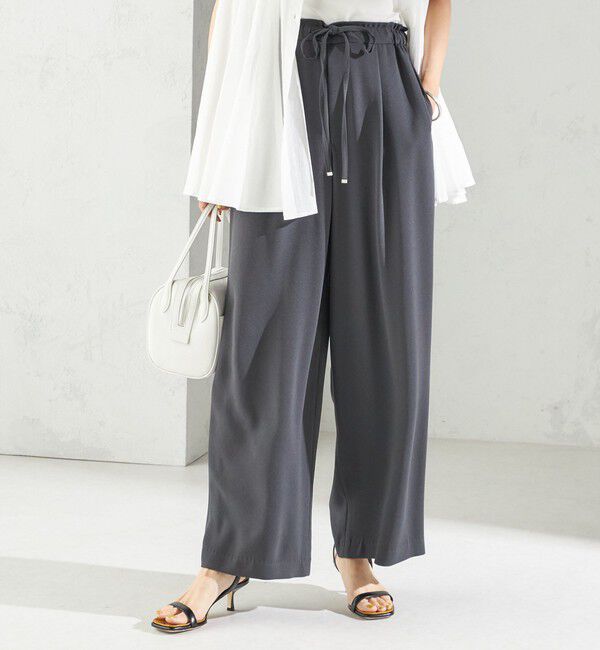 SHIPS for women「〈接触冷感 / 手洗い可能〉アセテート混 バック サテン ワイド パンツ」|その他|