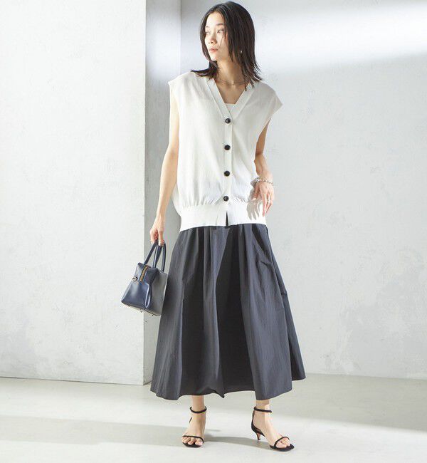 SHIPS for women「〈手洗い可能〉ライト タフタ タック フレア スカート」|スカート|