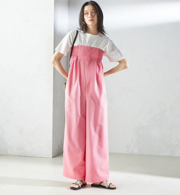 SHIPS for women「【SHIPS別注】APUPIL:〈洗濯機可能〉ギンガム チェック ベアトップ オールインワン」|オールインワン|