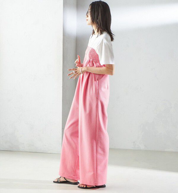 SHIPS for women「【SHIPS別注】APUPIL:〈洗濯機可能〉ギンガム チェック ベアトップ オールインワン」|オールインワン|