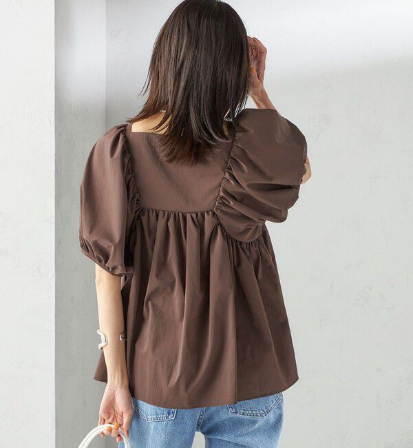 SHIPS for women「〈手洗い可能〉ストレッチ タフタ ウエスト ギャザー ブラウス」|シャツ・ブラウス|