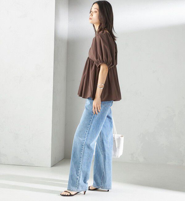 SHIPS for women「〈手洗い可能〉ストレッチ タフタ ウエスト ギャザー ブラウス」|シャツ・ブラウス|