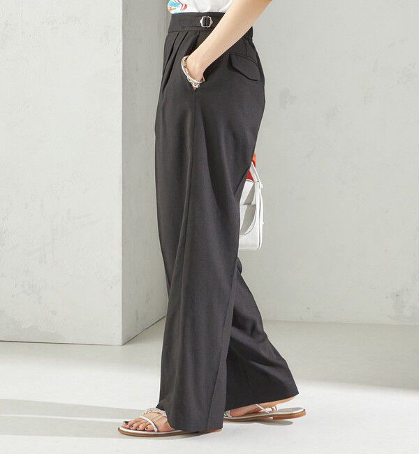 SHIPS for women「〈手洗い可能〉麻調 合繊 2タック ワイド パンツ 2」|その他|